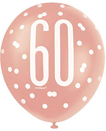 Stunning 60th Rose Gold Latex Balloons (30cm) - Perfect for Birthday, Annivesaries & Memorable Celebrations - 6ct