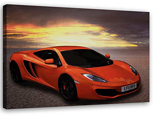 Feeby Bild auf Leinwand auto Kunstdruck modern sportwagen Rot 90x60 cm