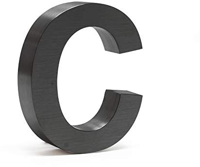 Wiltec Hausnummer c anthrazit Edelstahl Hausnummer in modernem 3D-Design, Höhe 15 cm, Schrift Arial, rostfrei und witterungsbeständig, mit Montagematerial