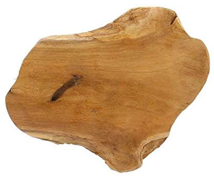 SD Trading - Vassoio in legno grezzo, ogni vassoio ha una forma unica e 100% naturale, sotto-candela, sottopentola (L-35 cm)