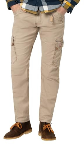 Timezone Herren Cargo Hose Regular ROGERTZ Chino Denim - Mid Waist - Regular Fit, Größe:34W / 36L, Farbe:T2 60035.3405-25-1874 Chino Beige Washed