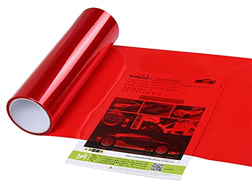Auto Licht Tönungsfolie,MoreChioce 100cm x 30cm Auto Scheinwerfer Folie Klare Nebelschlussleuchte Autoscheinwerfer Aufkleber Autoaufkleberfolie Wasserdicht Nebelscheinwerfer Lampen Folie,Rot