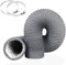 4 Inch 5M Tumble Dryer Vent Hose, Grey PVC Lightproof Exhaust Air Hose for Extractor Fan Filter and Grow Tent, 2 Clamps Include