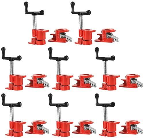 FLKQC 3/4 Wood Gluing Pipe Clamp Set | Pack of 8 Heavy Duty Pipe Clamps Quick Release Metal Pipe Clamp for Woodworking Workbench(8pcs 3/4)