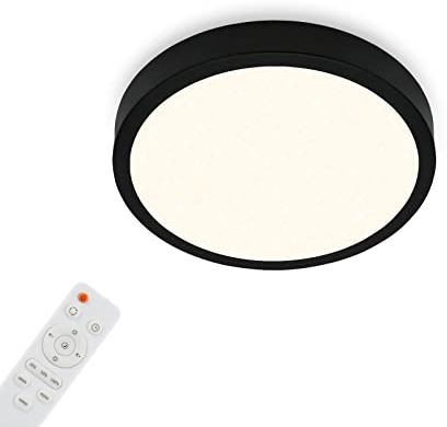 BRILONER - LED Deckenlampe mit Fernbedienung, Sternenhimmel, einstellbar von warmweiß bis kaltweiß, LED Lampe, Deckenleuchte, Wohnzimmerlampe, Schlafzimmerlampe, Küchenlampe, 28x4 cm, Schwarz
