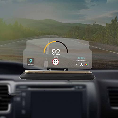 Car GPS HUD Head Up Navigation Display mit HD -Bildreflexion, Smartphone -Halter -Standprojektor,intelligente Induktion Wireless schnelles Ladekompatibel mit Android und iOS,für HUD (A)