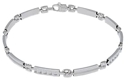 generico Armband aus Weißgold, 18 Karat, 750, für Herren, halbstarr mit bearbeiteten Platten, Länge 21 cm. Hergestellt in Italien., 21 cm, Goldfarben, Nicht zutreffend.