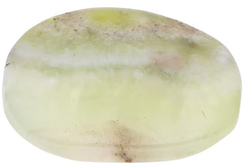 Edelstein Scheibenstein 3-5 cm + Edelsteinkarte | Handschmeichler Taschenstein Massagestein | Lebensquelle Plus (Prehnit, grün)