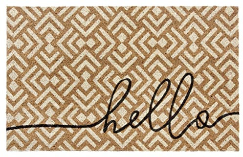 Hanse Home Kokos Fußmatte für Innen 45x75cm – Fussmatte Outdoor Kokosmatte Schmutzfangmatte Welcome Design Wetterfest, rutschfest für Eingangsbereich & geschützter Außenbereich – Natur