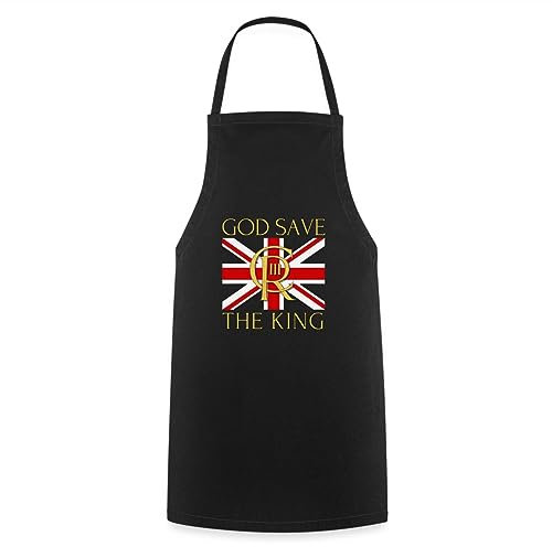 Spreadshirt King Charles III God Save The King Flagge Kochschürze, One size, Schwarz