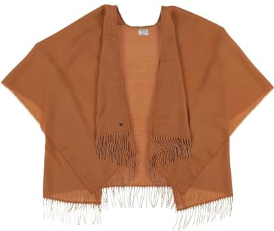 FRAAS Poncho 130 x 150 cm - Ruana einfarbig aus reinem Polyacryl - Für Damen - Perfekt fürs ganze Jahr Cafe Au Lait