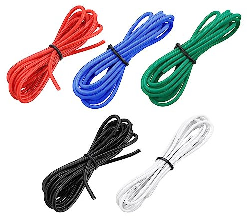 sourcing map 20 Gauge Silicone Wire 20AWG Electrical Wire Stranded Wire Flexible Tinned Copper Wire High Temp Hookup Wire 5 Color 1.5m/4.92ft for Car Model Electric Appliances 5pcs