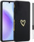 Jeelar ESONG Handyhülle für Xiaomi Redmi 9A/9i/9AT,UltraDünn Weiche TPU Silikon Telefonhülle Cover mit Süße Liebe Herzform/Handschlaufe,Stoßfest Bumper Schutzhülle Case für Mädchen/Frauen-Schwarz