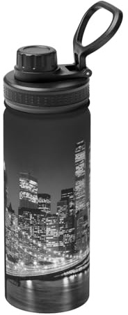 VYONNE Bouteille d'eau isotherme New York avec paille et couvercle en acier inoxydable pour homme et femme, adultes, gym, sport de plein air