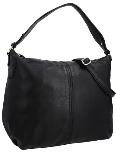Gusti Shopper Leder - Hannah Damen Handtasche Umhängetasche Riementasche Schultertasche Unitasche Bag Shopping Tasche Ledertasche Schwarz Leder