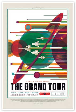 Retro Space Travel - The Grand Tour Poster von NASA 70 x 100 cm Wandbilder Wanddeko