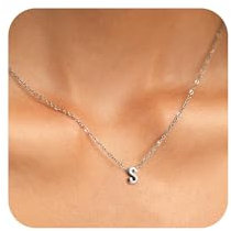 TOLOWOBK Kette Damen mit Buchstaben Silber Edelstahl Halskette A-Z Buchstabe Silberkette Damen Mädchen Personalisierte Anhänger Ketten Ostern Muttertag Geburtstag Geschenke für Mutter Tochter Frau Oma