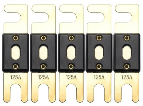 Offgridtec 125A ANL Sicherung Set für 72V DC Systeme, Hochstrom-Streifensicherungen mit Kupferanschlüssen, Niedrigem Kontaktwiderstand, Funken-Schutz, Schraubmontage, DIN43560/1 Zertifiziert, 5er-Pack
