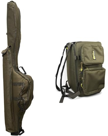 Faith Angeltaschen Set - Angelrute Foudraal - Fisch Rucksack - Grün - Carryall - 12ft Holdall - Deluxe Set, Green, Fishing