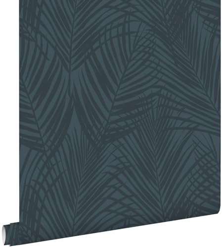 papier peint feuilles de palmier bleu foncé 53 cm x 10.05 m - ESTAhome