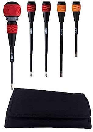 QXSJEDYCH 5pcs Ball Grip Ratchet Screwdriver Set with Tool Kit for Electrican PH2, PH3, SL6 Screwdriver