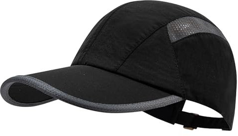 CLAPE Baseball Cap Herren Damen Sommer Atmungsaktiv Schnelltrocknend Running Sport Cap Baseballkappe Mesh Basecap für Golf Laufkappe Sonnenschutz Leicht Schwarz Black DCP2401
