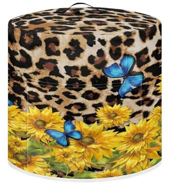 SEANATIVE Sunflower Leopard Print Pressure Cooker Cover Kitchen Appliance Cover Round Dust Cover for Bread Maker Rice Cooker, Butterfly Washable Protective Cover