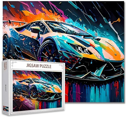 Tucocoo Graffiti Racing Car Jigsaw Puzzle 1000 Pieces Puzzles for Adults, Car Lovers Jigsaw Puzzles for Challenging Family Activity Games DIY Puzzle for Home Wall Decor Gifts - 20 x 27 Inches