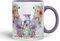 Vixar Letter W Mug, Floral Flowers Butterfly Alphabet Letter W Monogram Watercolour Ceramic Coloured Mug Cup for Tea Coffee Hot Brew 330ml 11Oz (Purple)