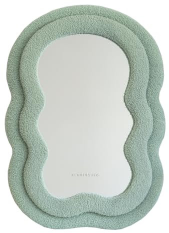 Flamingueo Miroir Mural - Petit Miroir, Miroir Asymétrique, Miroir Entree, Miroir Chambre, Miroir Vague, Miroir Mural Asymétrique, Miroir Irregulier