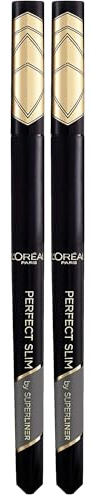 L'Oréal Paris Eyeliner mit präziser Filzspitze für den perfekten Lidstrich und unwiderstehliches Augen Make-up, Super Liner Perfect Slim, Nr. 02 Grey (Grau), 1 Stück (Packung mit 2)