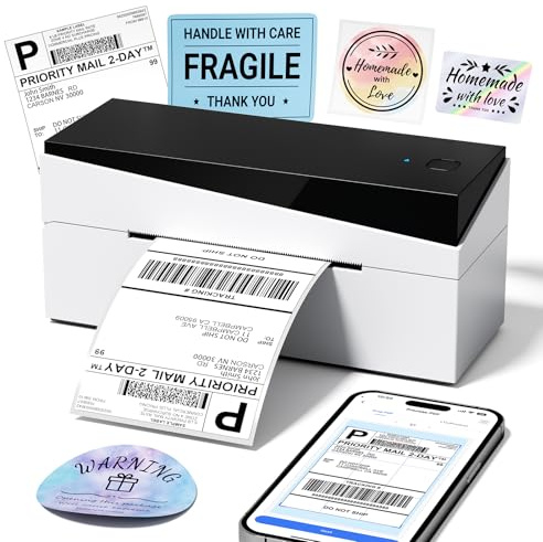 Omezizy 249BT Bluetooth Etikettendrucker DHL,Labeldrucker 4x6,Versandetiketten Drucker,DHL Label Printer Kompatibel mit Amazon, Etsy, Shopify, Royal Mail, DHL, FedEx, etc