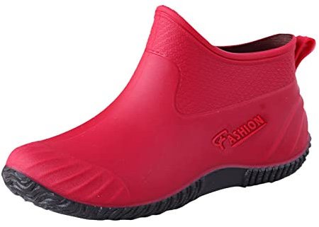 Laquieio Stivali Da Acqua Donna Pioggia Economici Giardino Lavoro Pioggia Stivali Gomma Pvc Stivali Scarpe da Lavoro All'aperto Stivali da Acqua Donna Economici, rosso, 40/41 EU