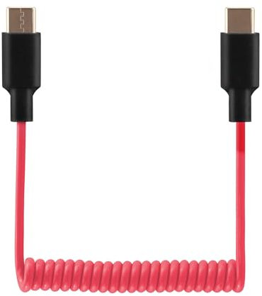 JCMOYUTY Cable adaptador de audio para DJI Mic 2, Mic 1, cable auxiliar en espiral USB C a USB C compatible con iPhone 16 15, McBook, PC, portátil, teléfonos Samsung, 500 mm