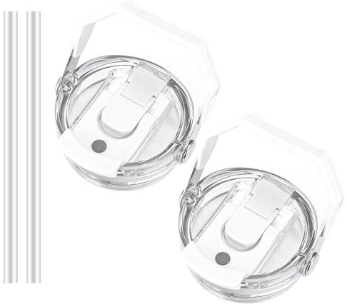 30oz & 20oz Replacement Lid for Stanley IceFlow Stainless Steel Tumbler,2 PCS Spill Proof Tumbler Cover with Handle & 2-in-1 Flip Straw Spout,Leak-Proof Splash Resistant (White)