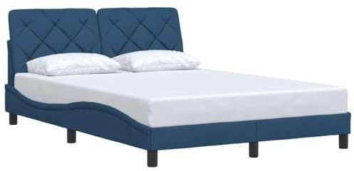 vidaXL Bettgestell ohne Matratze Blau 140x200 cm Stoff, Bettrahmen, Schlafzimmerbett, Doppelbett, Bett, Schlafzimmermöbel, Polsterbett, Stoffbett