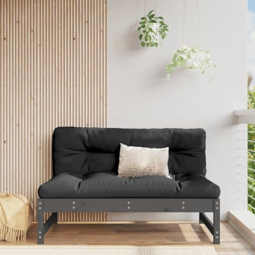 Xichuzi Garten-Mittelsofa Grau 120x80 cm Massivholz Kiefer, Lounge Sofa Outdoor, Garten Loungemöbel, Gartensofa, Gartenlounge - 825704