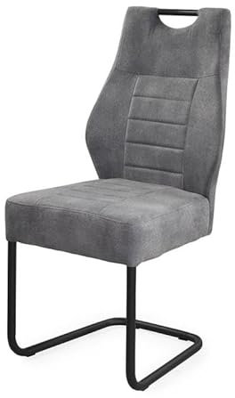 Wohnorama Schwingstuhl 1 Stück Gestell Metall schwarz Taschenfederkern Microfaser grau