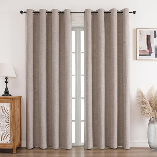 CUCRAF Vorhang 100% Blickdicht Leinen Gardinen mit Ösen Verdunklungsvorhänge Gardinen Leinen H290 x B140 cm 2er Set, Thermovorhang Kälteschutz Schallschutz Vorhang für Wohnzimmer Schlafzimmer