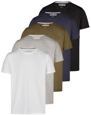 riverso Tshirt Herren Regular Fit RIVDean 5er Set Pack Rundhals Kurzarm | Sommer Tee Shirt Basic Schwarz Weiß Beige Grün Grau Blau S M L XL XXL 3XL 4XL 5XL