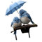 Piceioep Schöner blauer Vogel mit Regenschirm, Acryl, Gartenstecker für den Außenbereich