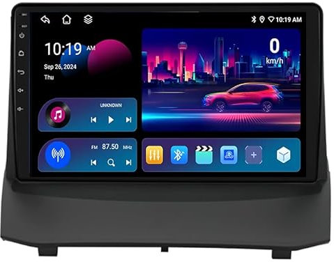 Android 14 Coche Radio GPS 9 Pulgadas Pantalla Táctil para Ford Fiesta 2009-2014 Navegación GPS BT WiFi USB WiFi DSP Reproductor De Pantalla Mandos Volante,8 Core 4G+WiFi 12G+256G