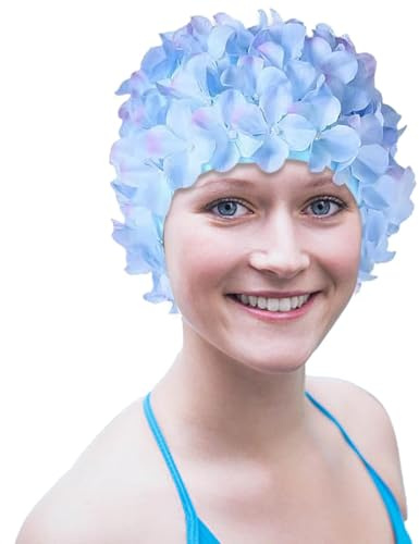 Cuffia da bagno da donna, stile vintage, fiori alla moda, stile retrò, per capelli lunghi, corti, per le vacanze al mare in piscina