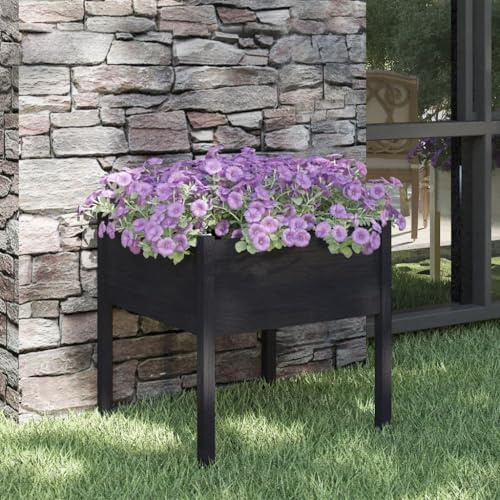 Pflanzkasten Blumentopf Hochbeet,Pflanzkübel Schwarz 70x70x70 cm Massivholz Kiefer,Für Gemüse Kräuter Blumen Gartenbeet Gemüsebeet