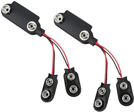 MODOVER 2pcs PP3 to PP9 Battery Adapter – 9V PP3 to PP9 Snap Connector for Vintage Transistor Radios – T-Type Cable, Lightweight & Reusable