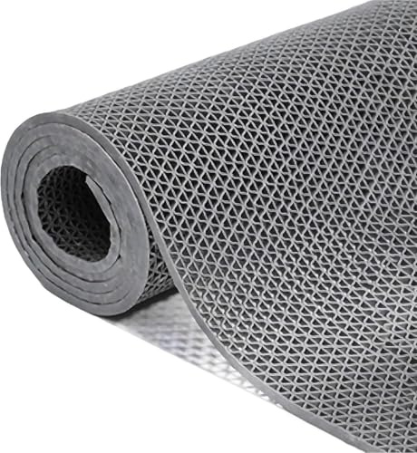 WXF86djl Tapis de Drainage antidérapant for environnements intérieurs/extérieurs, Rouleaux de Moquette en PVC(Grigio,90x250cm)