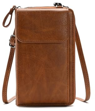 QIUPFGUT Bolso bandolera para mujer, funda para teléfono móvil, bolso bandolera de piel sintética, cartera de piel, funda para teléfono móvil con cartera, bolso