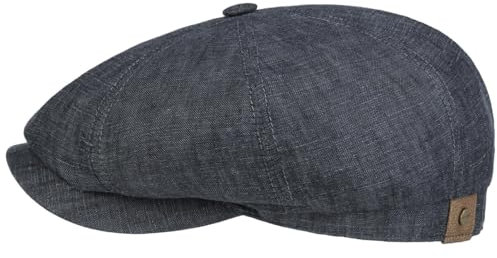 Stetson Hatteras Flat Cap Leinen Damen Herren Baumwollfutter UV 40+ Schirmmütze Frühjahr Sommer Denim 59 cm
