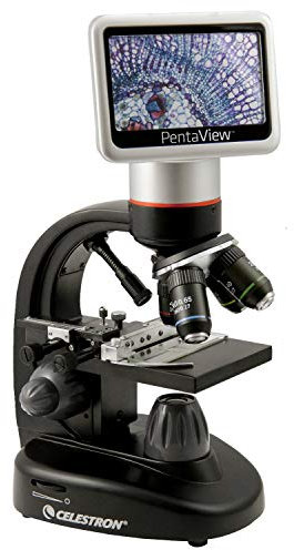 Celestron 44348 PentaView LCD Digitalmikroskop, 40- bis 60-fache Vergrößerung, Schwarz/Silber