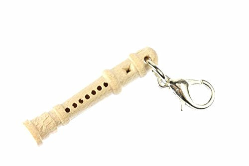 Miniblings Blockflöte Flöte Charm Flöten Holz Grundschule - Handmade Modeschmuck I Kettenanhänger versilbert - Bettelanhänger Bettelarmband - Anhänger für Armband